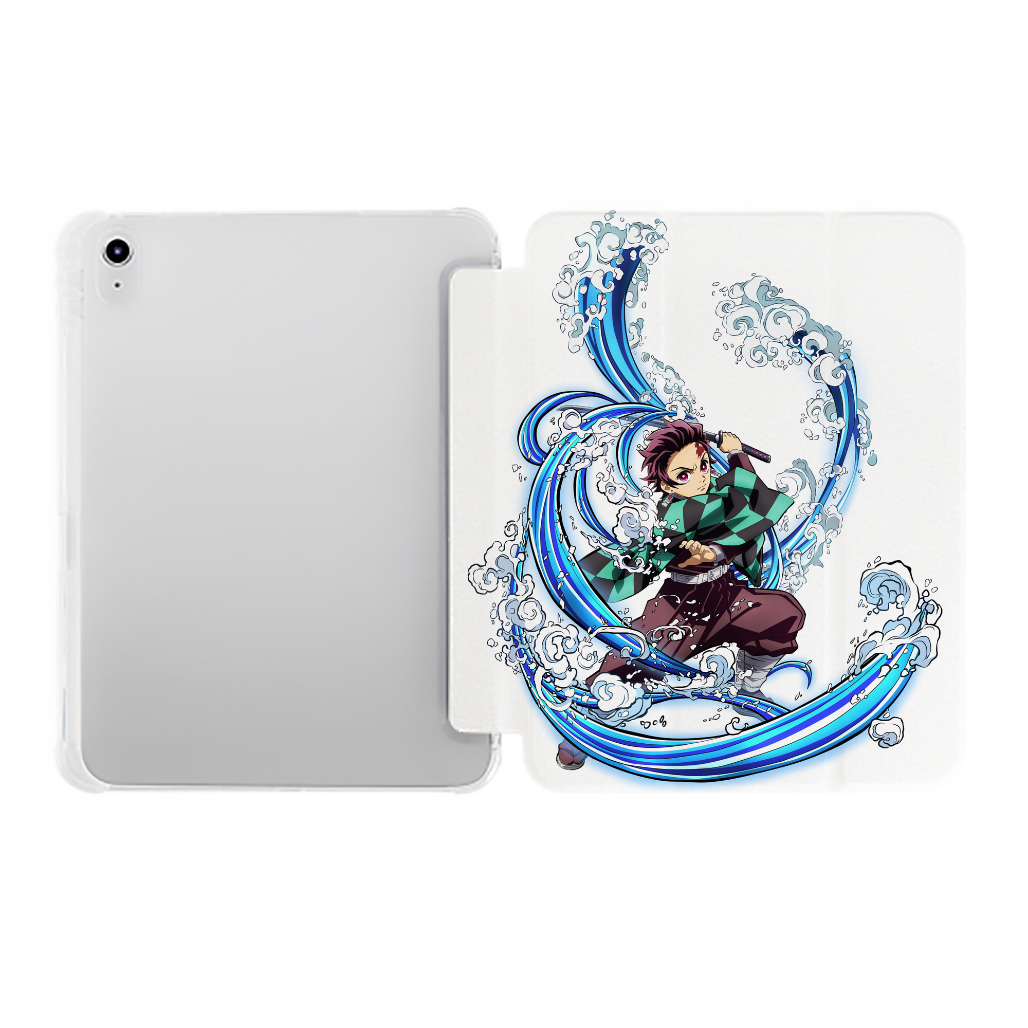 （画像用） 鬼滅の刃 竈門 炭治郎／かまど たんじろう Kamado Tanjirou IPad ケース ペン収納付き 三つ折りスタンド PUレザー×シリコン 対応機種9.5/10.5/10.9インチ